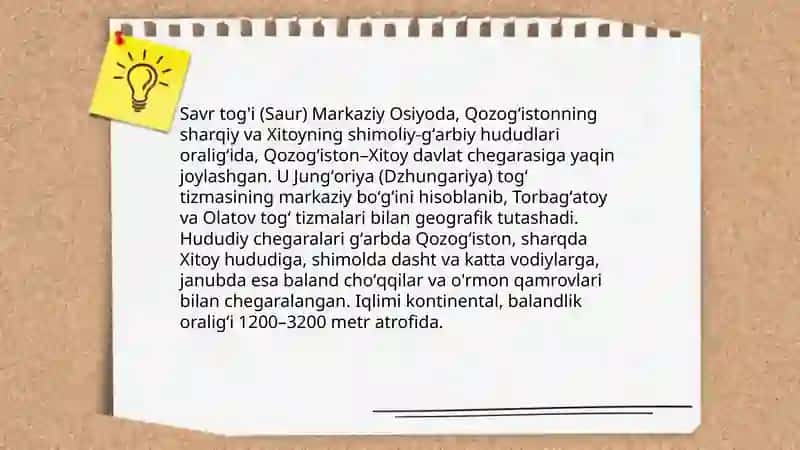 Savr va Torbag'atoy Jung'oriya Olatovi Tyanshan 3