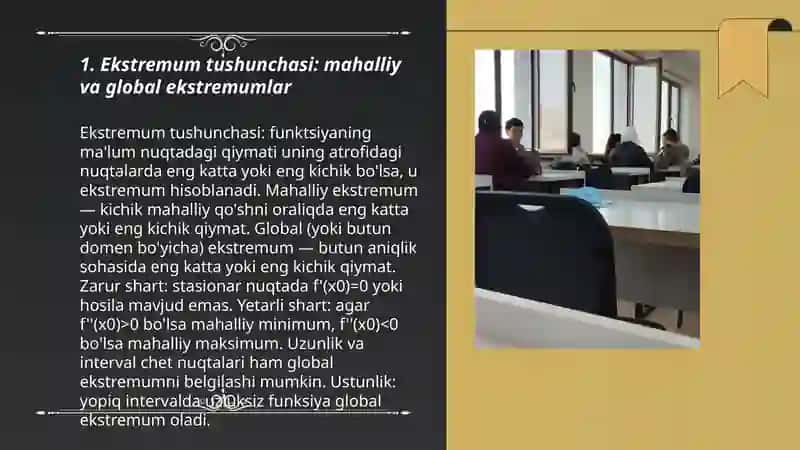 Ekstremumning Zaruriy va Yetarli Shartlari 3