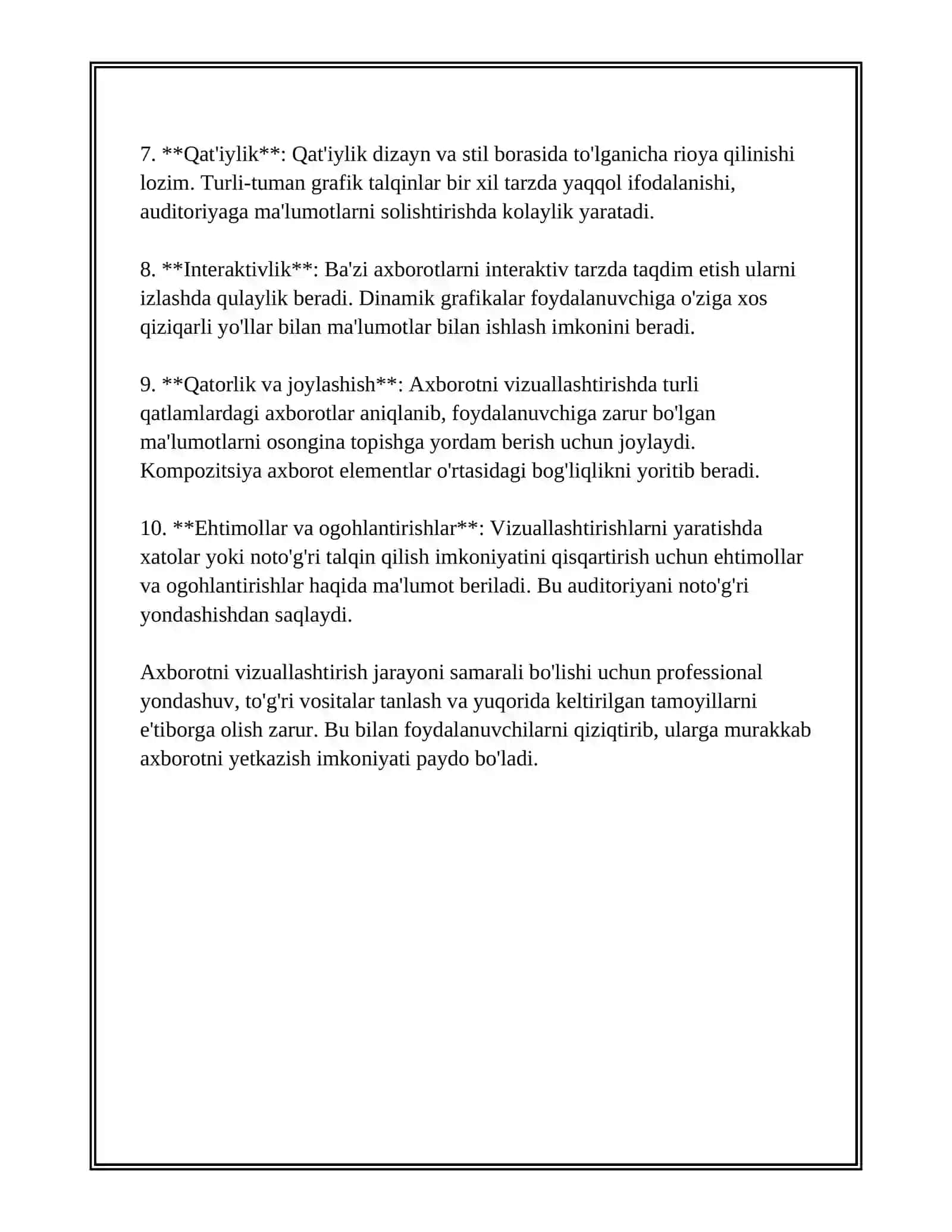 Axborotni VIZUALLASHTIRISH USULLARI 3