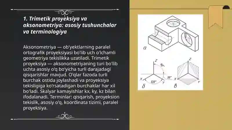 Trimetrik proyeksiya va aksonometriya 3