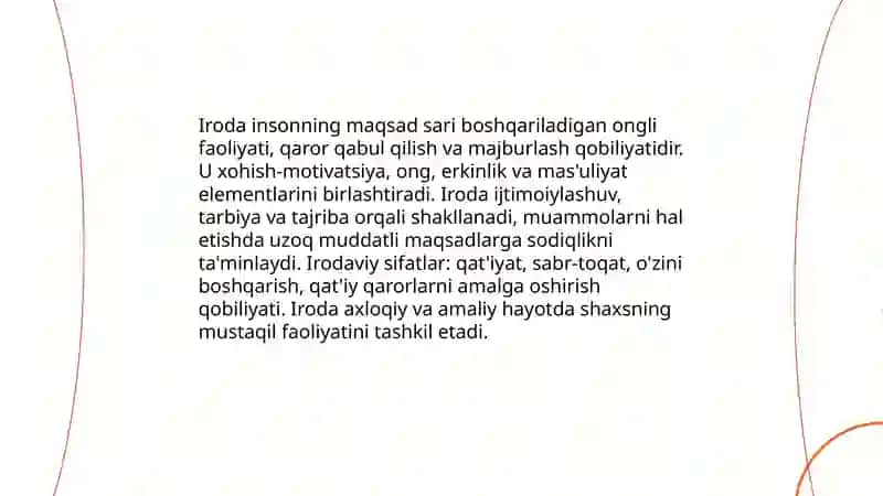 Iroda va irodaviy sifatlar 3