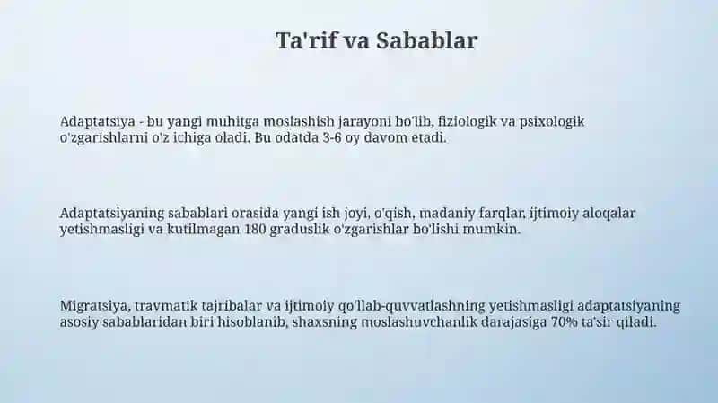 Moslashuvmuammolari(isho’qish,yangimuhit) 3