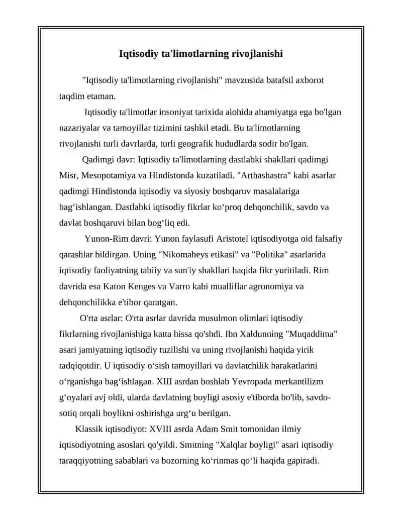 IQTISODIY TALIMOTLAR TARIXI FANINING PREDMETI BA BILISH USULLARI 3