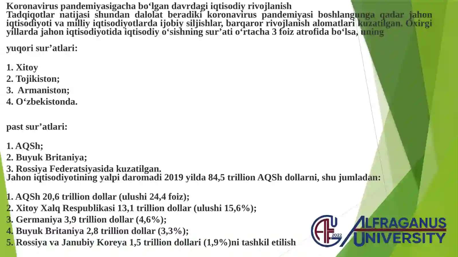 Global iqtisodiy rivojlanish 3