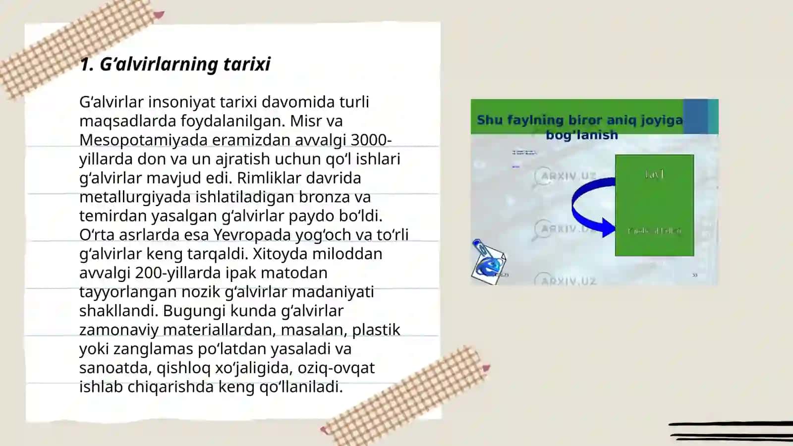 G‘alvirlash dastgohlari. G‘alvirlar haqida umumiy ma'lumot 3