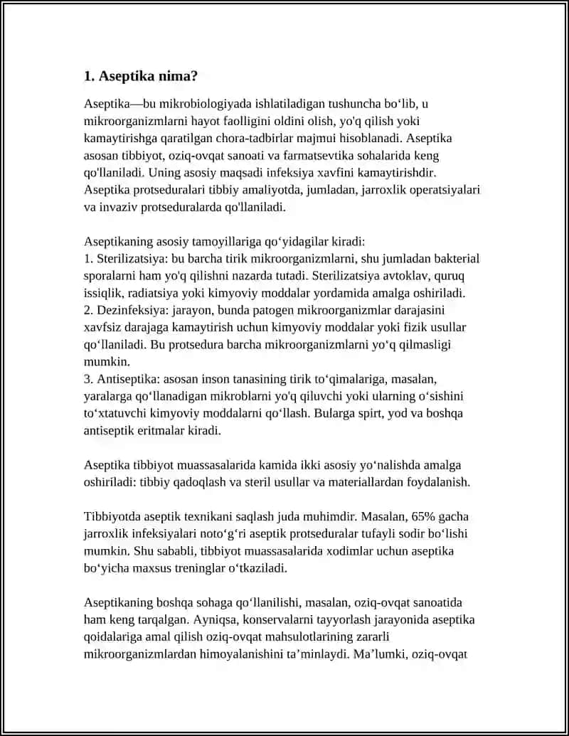 ASEPTIKA HAQIDA TO’LIQ MALUMOT 3