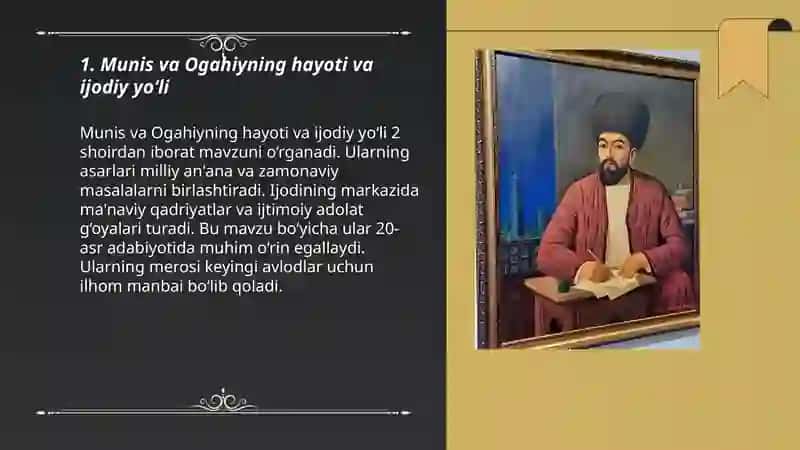Munis va Ogahiy she'riyati va hayoti 3