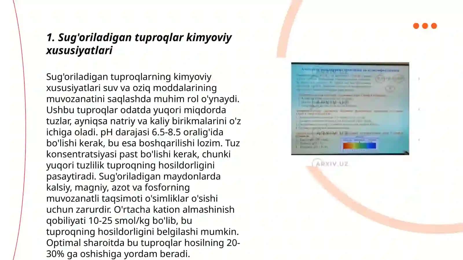 Sug'oriladigan tuproqlarning kimyoviy xususiyatlari 3
