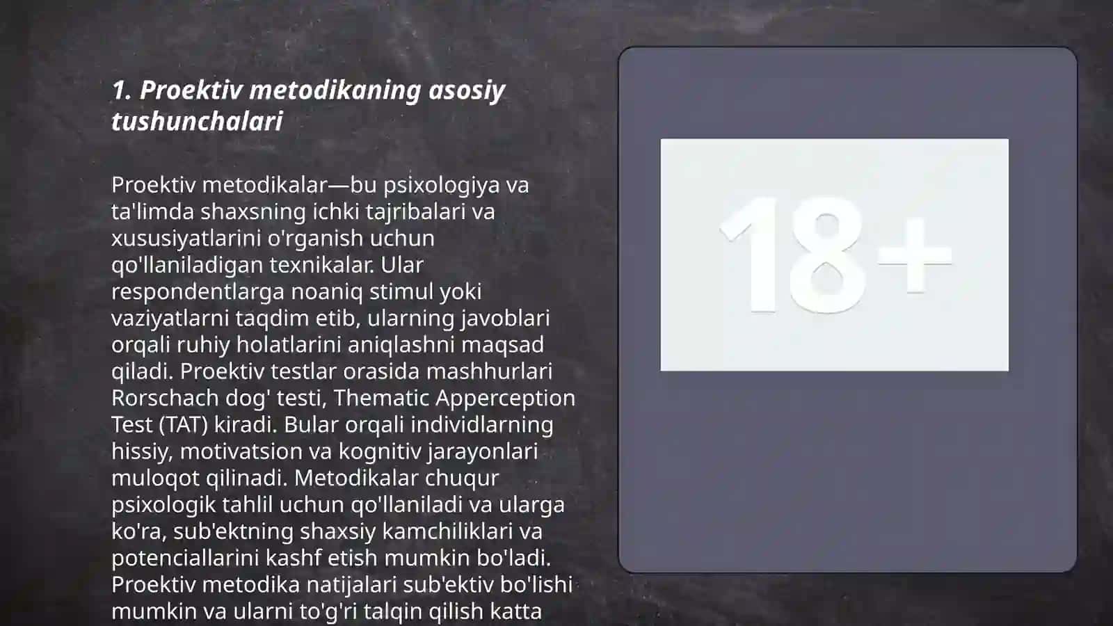 Proektiv metodika to'g'risida ma'lumot 3