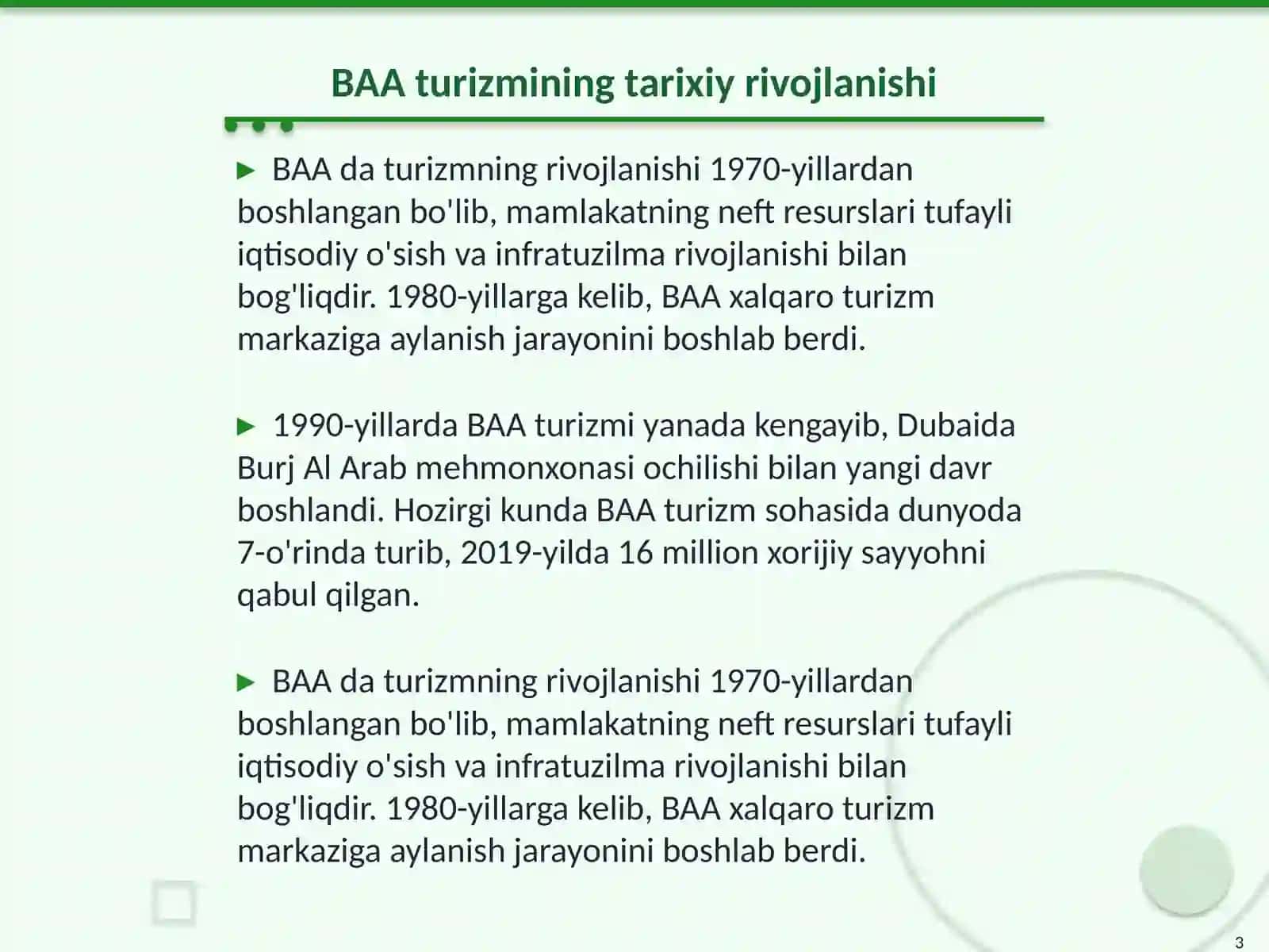 BAA da turizm salohiyati va rivojlanish istiqbollari 3