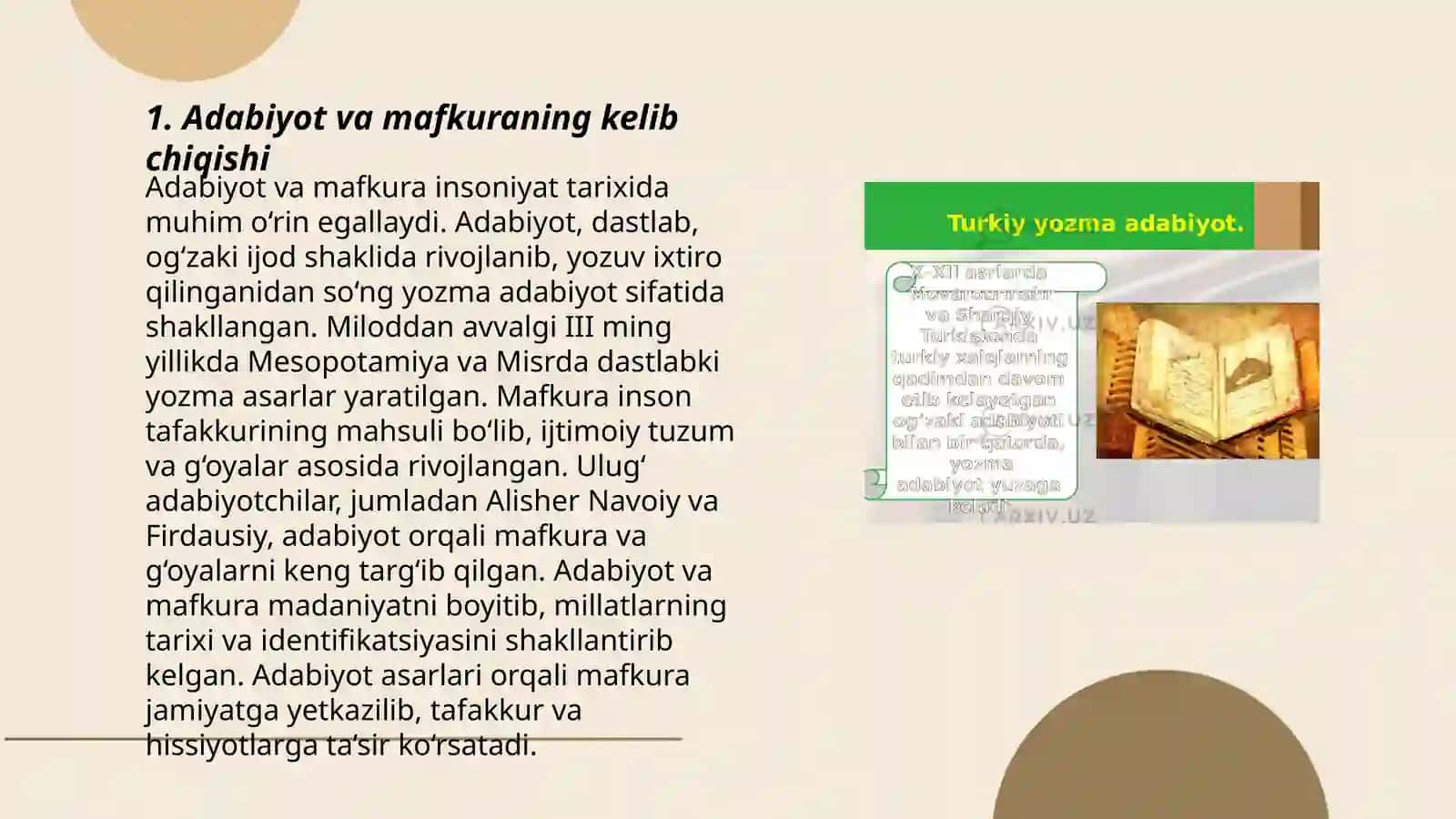 Adabiyot va mafkura mavzusiga 3