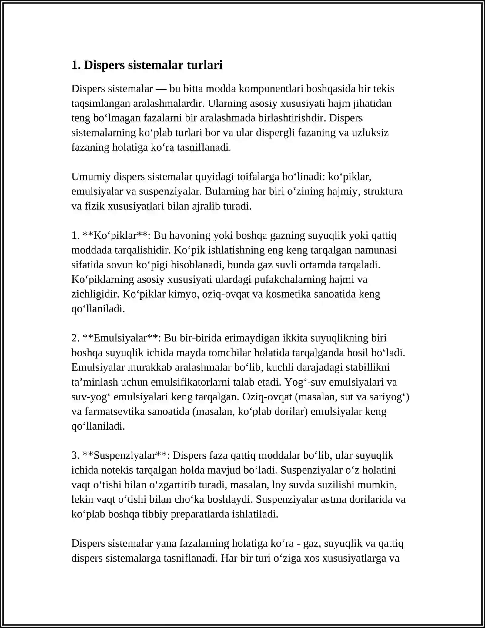 DISPERS SISTEMALAR HAQIDA TUSHUNCHA 3