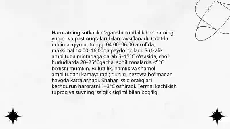 Haroratining sutkalik va yillar aro o'zgarishi 3