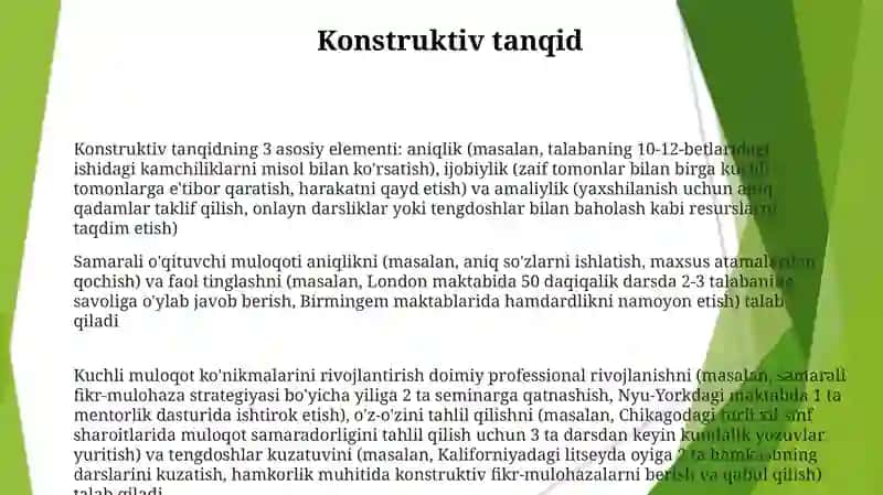 Konstruktiv tanqidning 3 asosiy elementi 3