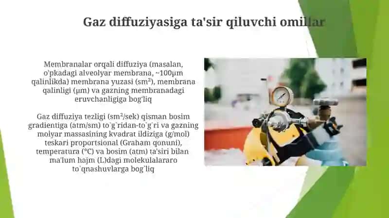 Gaz diffuziyasiga ta'sir qiluvchi omillar 3