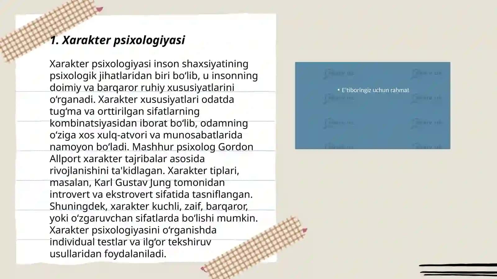 Xarakter haqida taqdimod 3