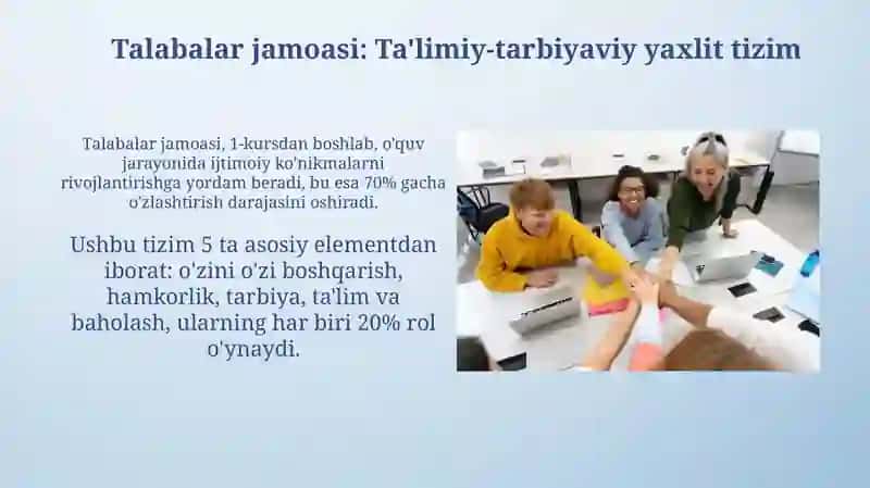 Talabalar jamoasi: Ta'limiy-tarbiyaviy yaxlit tizim 3