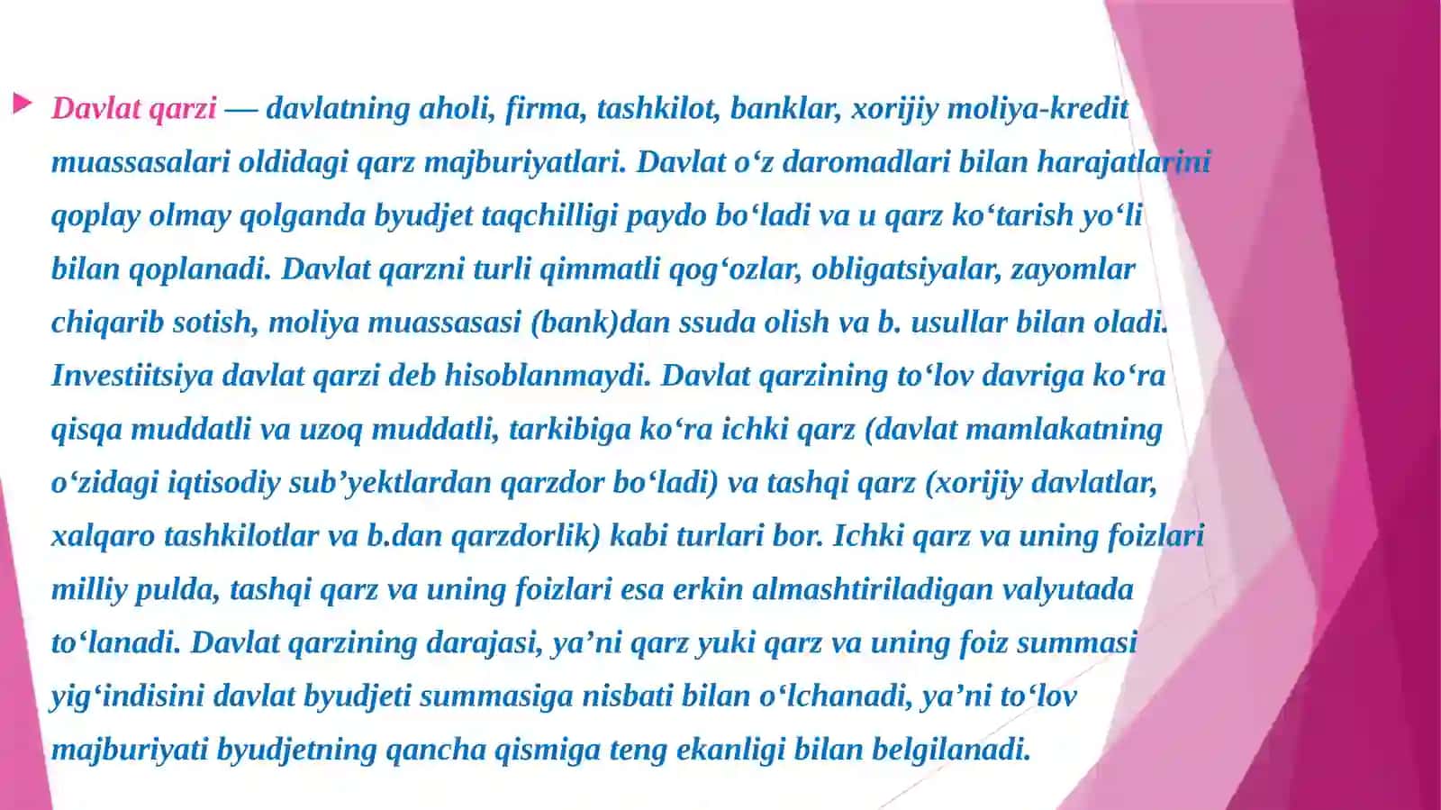 Davlat qarzi, qarz olish manbalari va sabablari 3