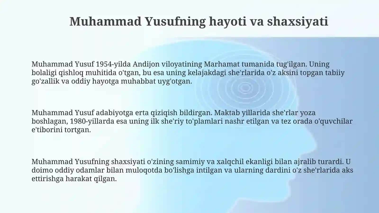 Muhammad Yusuf hayoti va ijodi 3