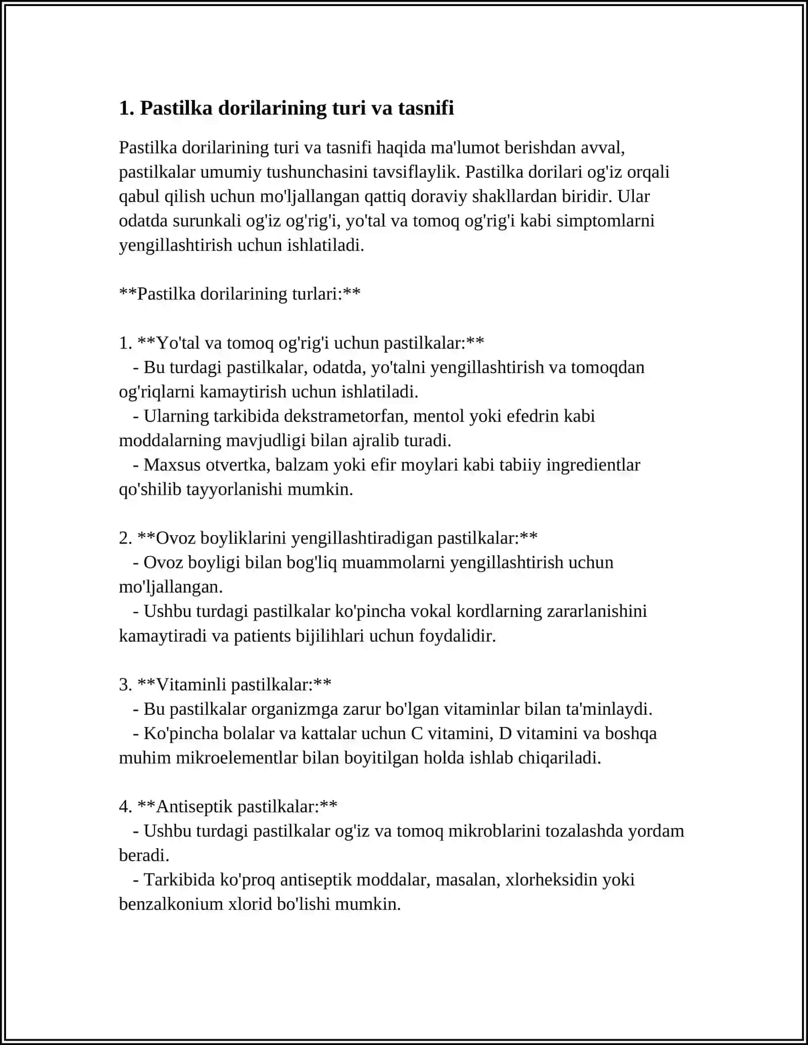 PASTILKA DORI SHAKLLARINI STANDARTLASH VA SIFATINI TEKSHIRISH 3