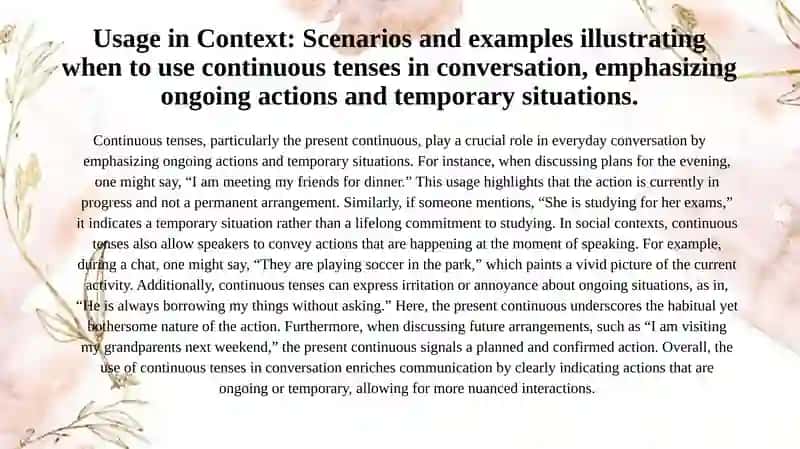 Socialising Continuous tenses 3