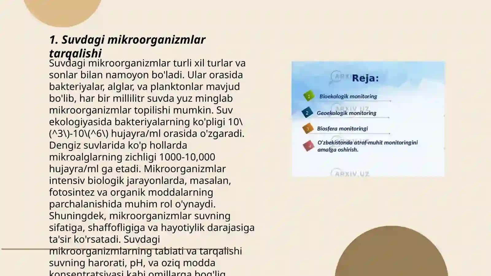 Suvdagi mikroorganizmlar tarqalishi 3