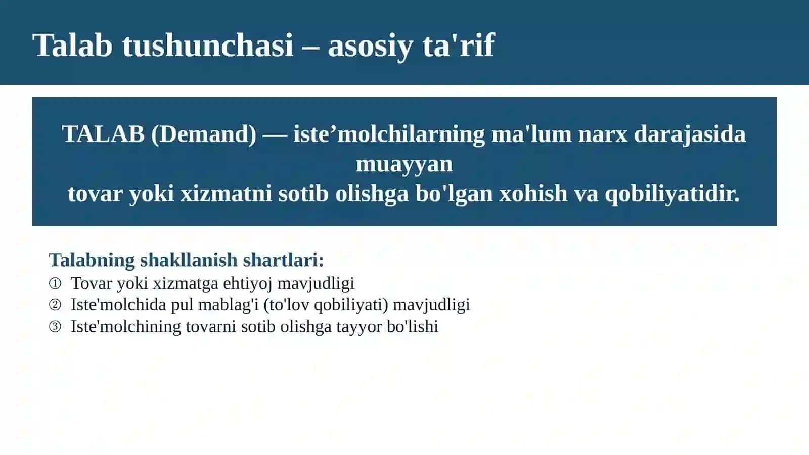 TALAB VA UNGA TA’SIR ETUVCHI OMILLAR 3