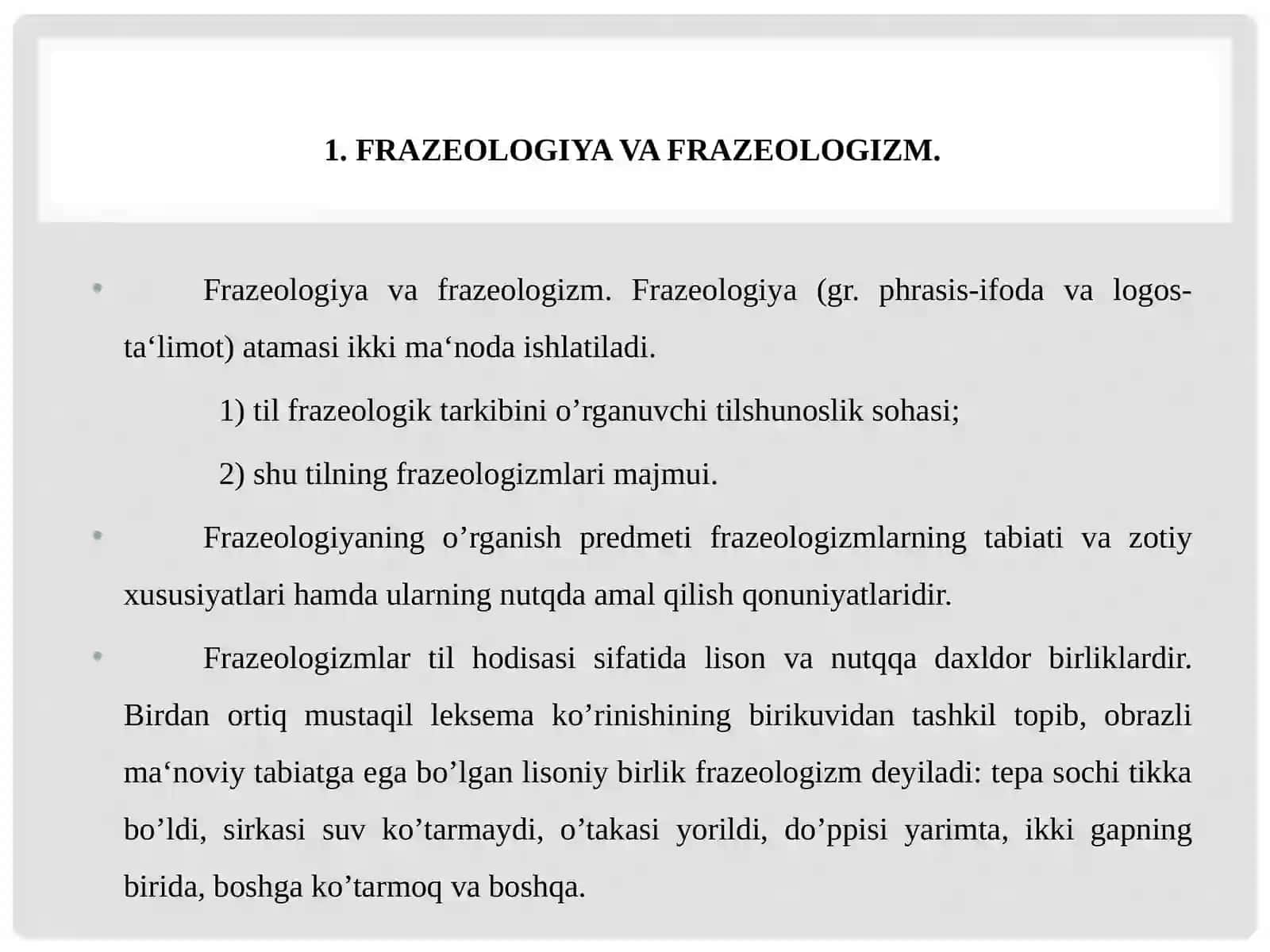 O'zbek tili frazeologizmlari 3