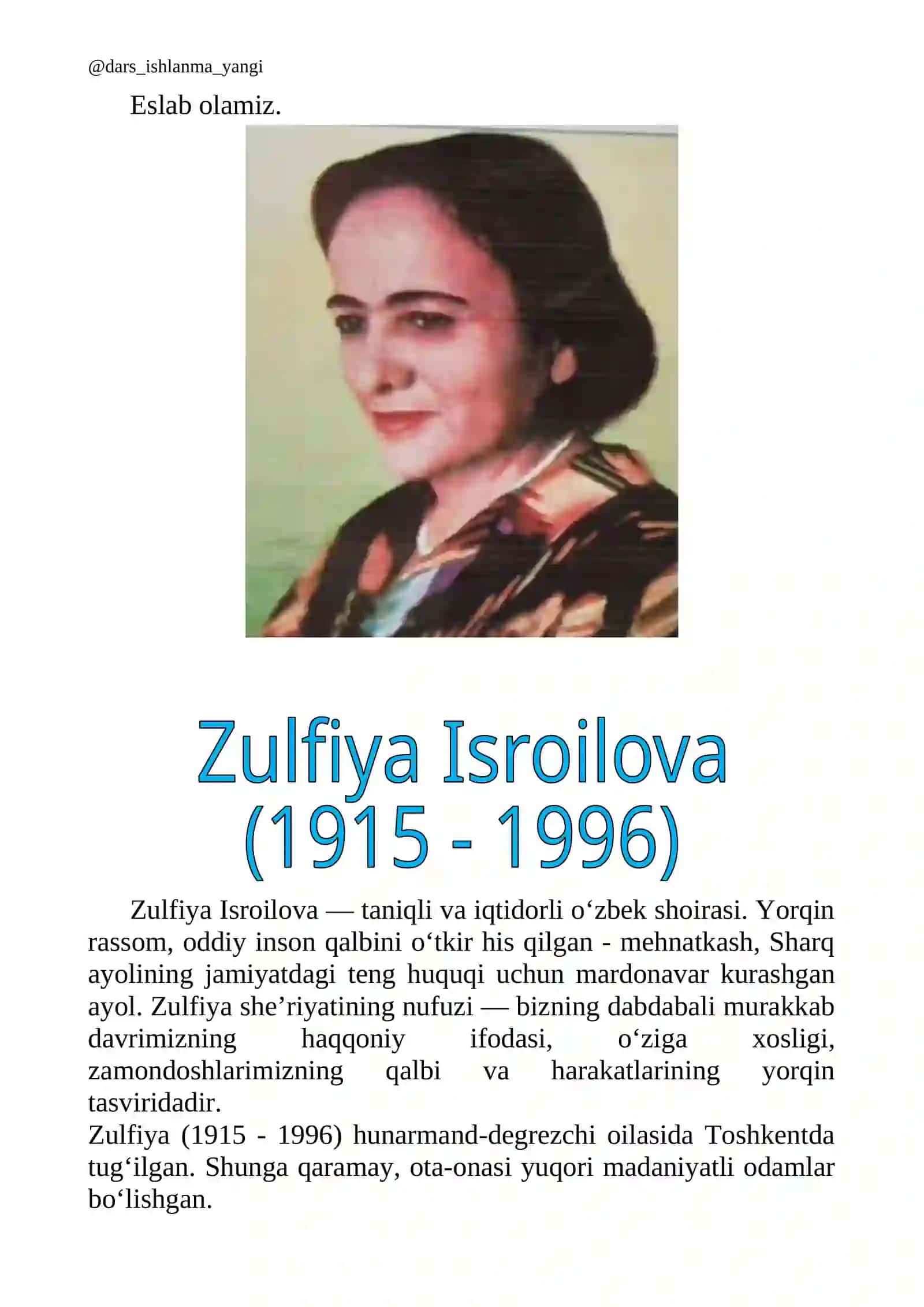 ZULFIYA SHE’RLARI 3