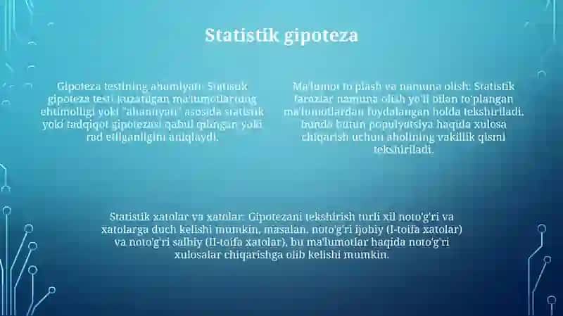 Statistik Gipotezalar Va Ularni Takshirish 3