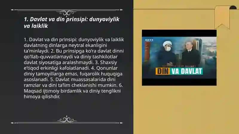 Davlat va Din Munosabatlari 3