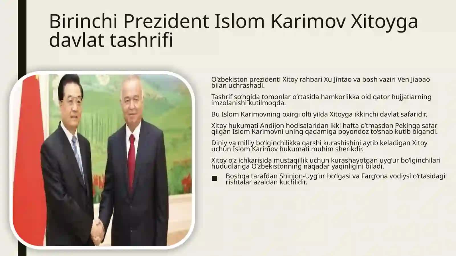 Oʼzbekiston va Xitoy munosabatlari 3