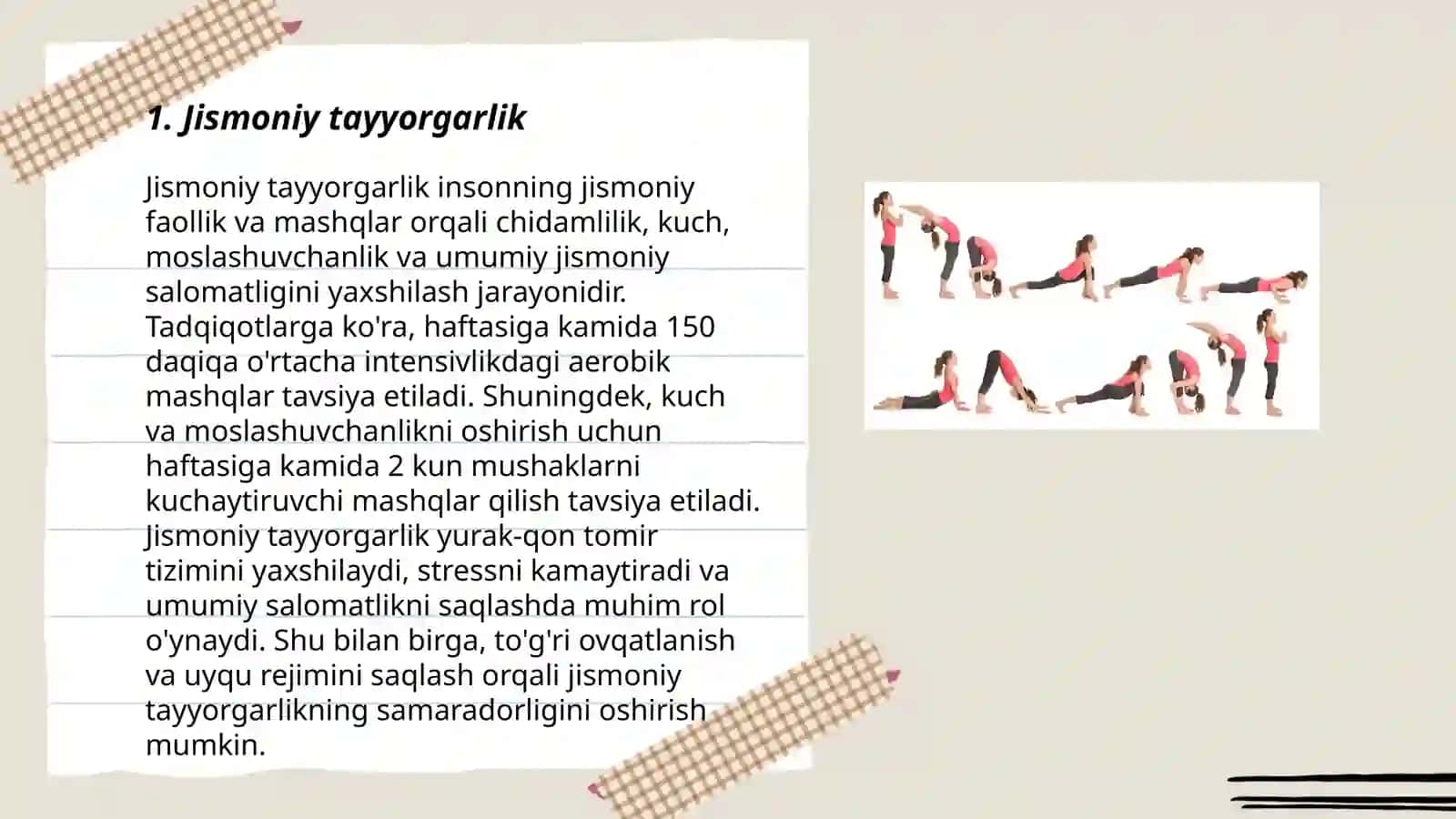 Gimnastika. Saf mashqlari 3