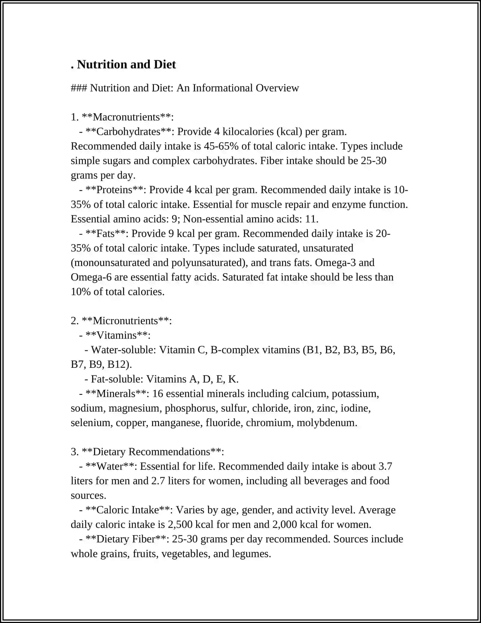 Nutrition and Diet: An Informational Overview 3