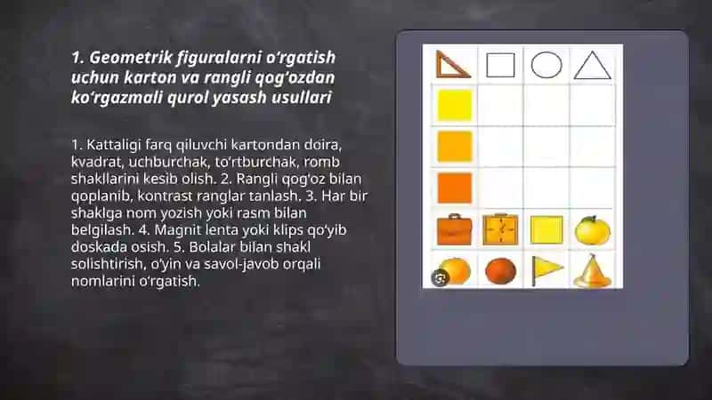 Geometrik figuralarni farqlash 3