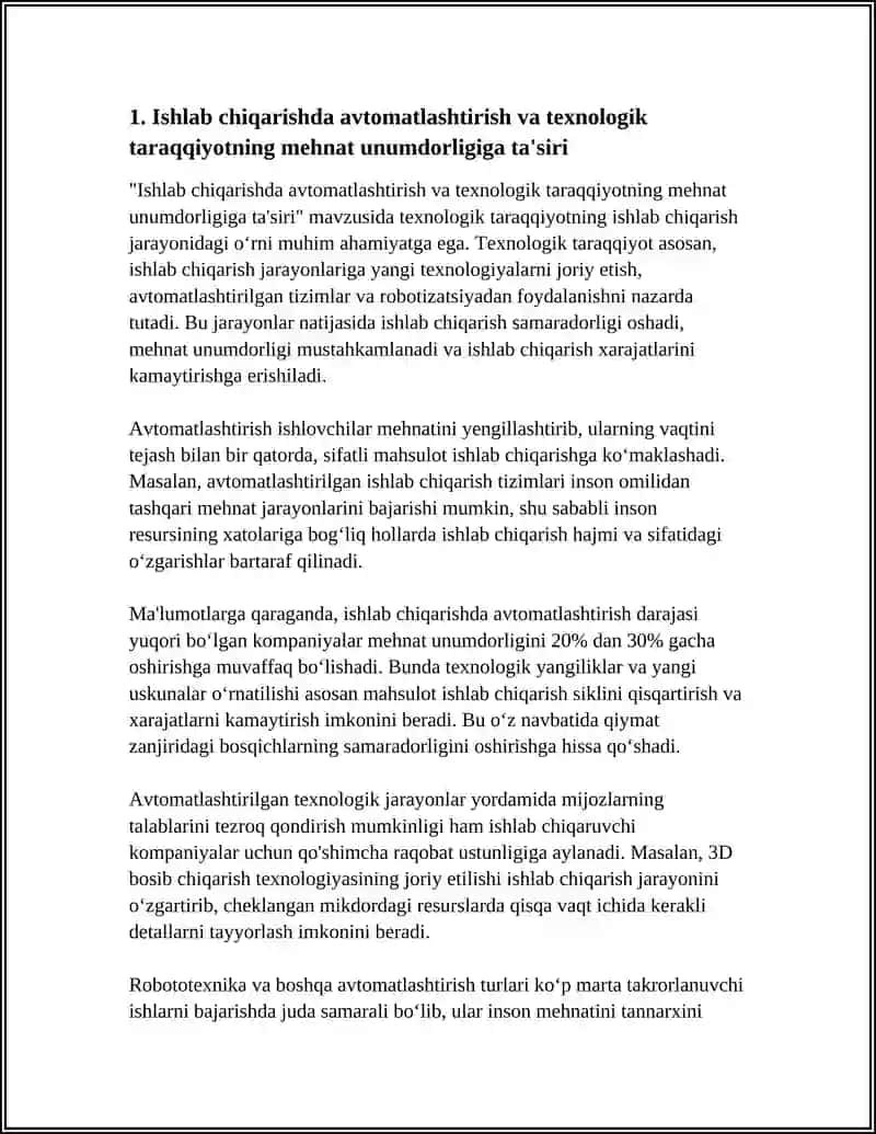 Ishlab chiqarishda avtomatlashtirish va texnologik taraqqiyotning mehnat unumdorligiga ta'siri 3