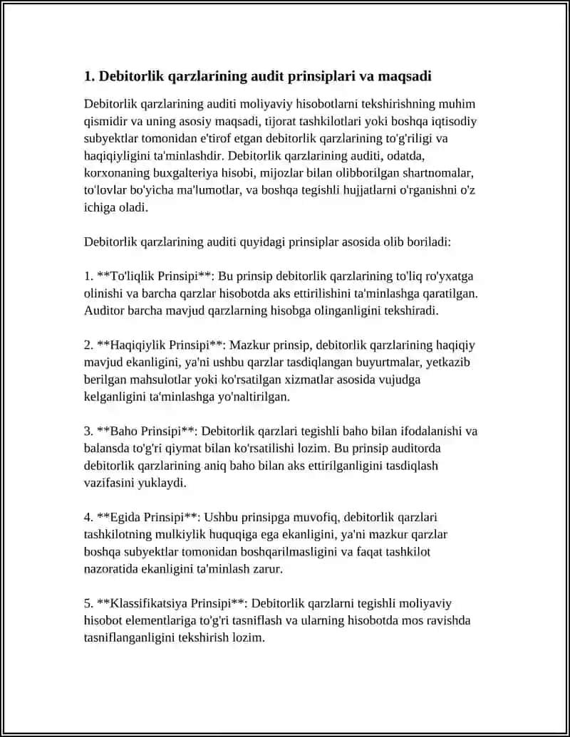 DEBITORLAR, KREDITORLAR VA QIMMATLI QOG'OZLAR AUDITI 3