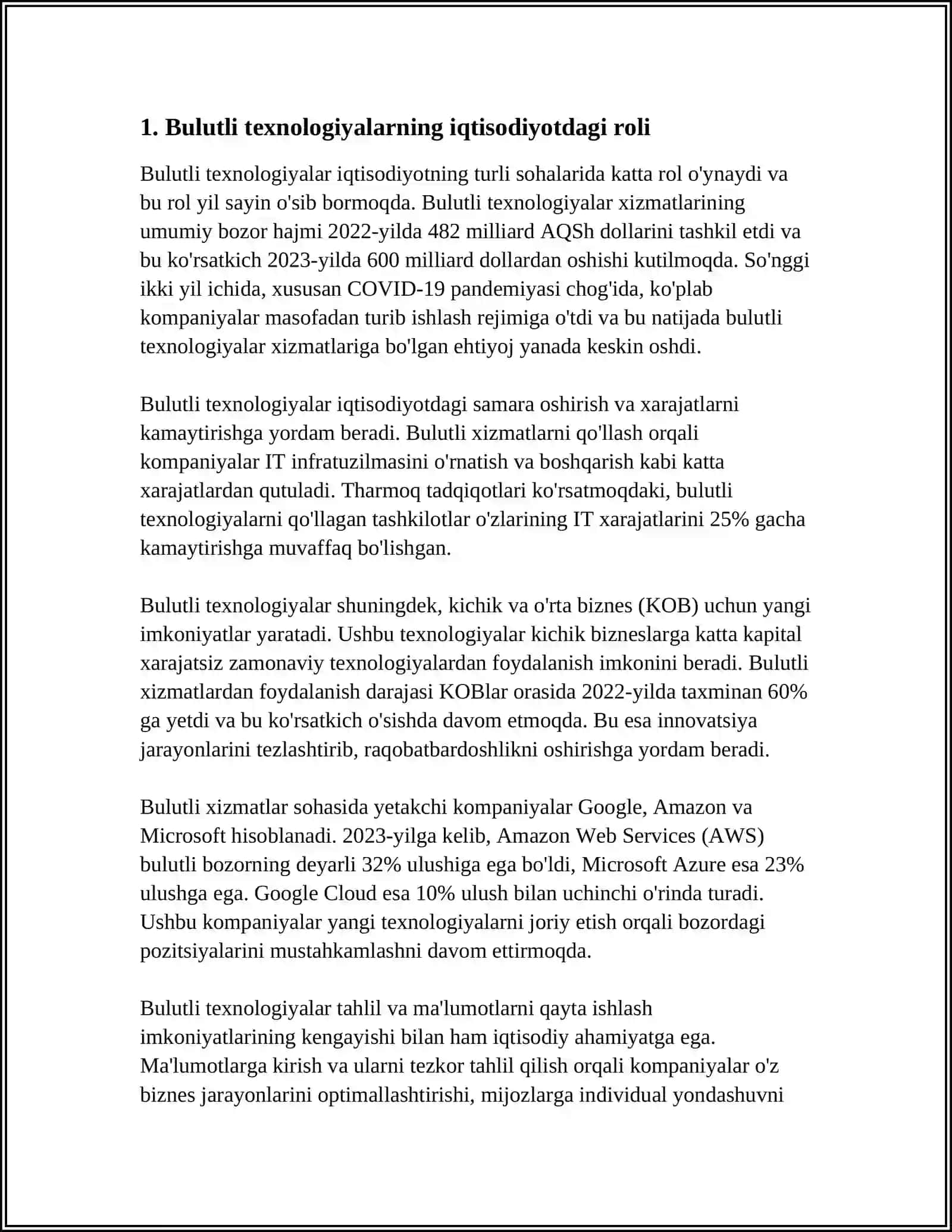 IQTISODIYOTDA BULUTLI TEXNOLOGIYALARDAN FOYDALANISH XUSUSIYATLARI 3