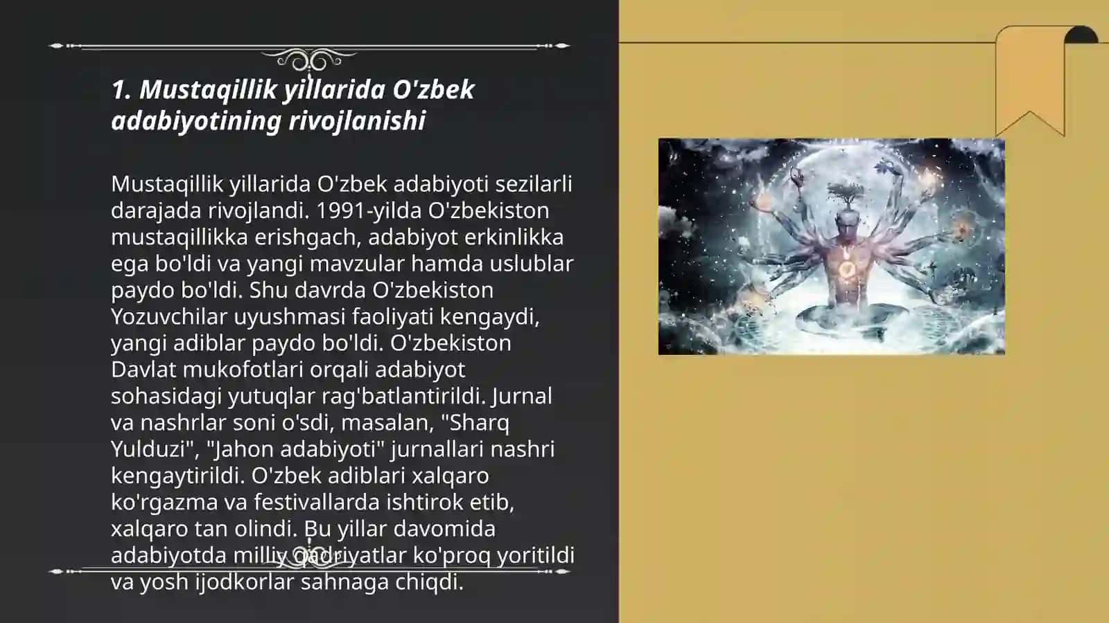Mustaqillik yillarida O'zbek adabiyotining rivojlanishi 3