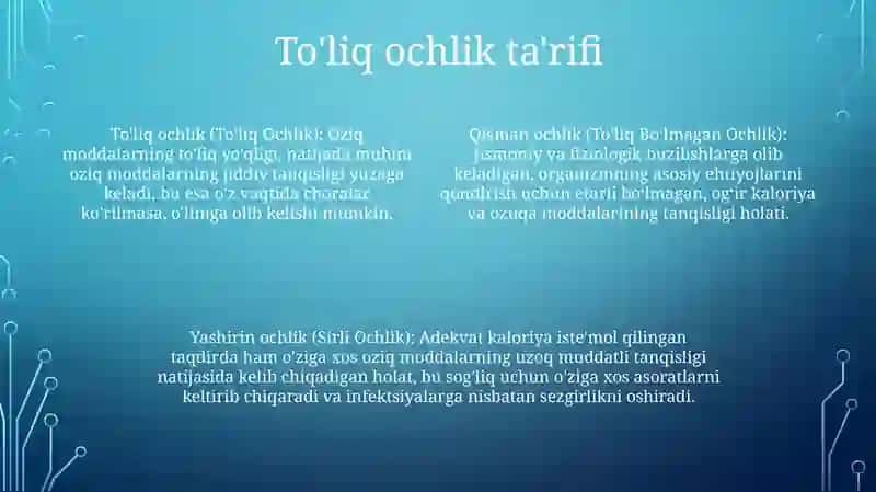 ToʻLiq Va ToʻLiq BoʻLmagan Ochlik 3