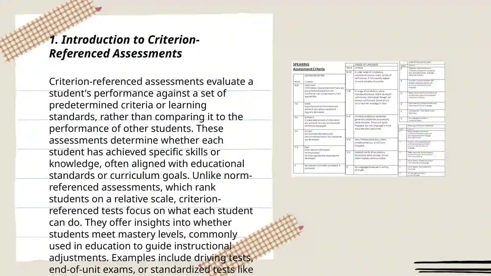 Criterion for self study 1 3