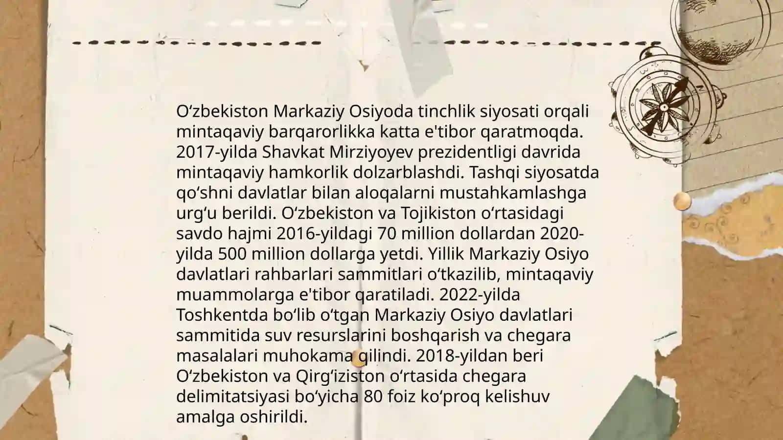 Oʻzbekistonning Markaziy Osiyoda tinchlik siyosati 3