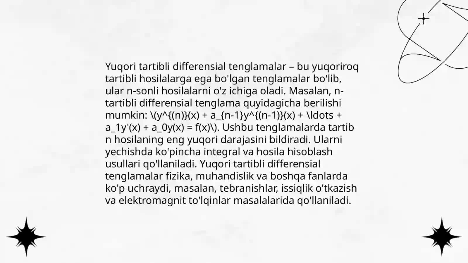 Yuqori tartibli differensial tenglamalar 3