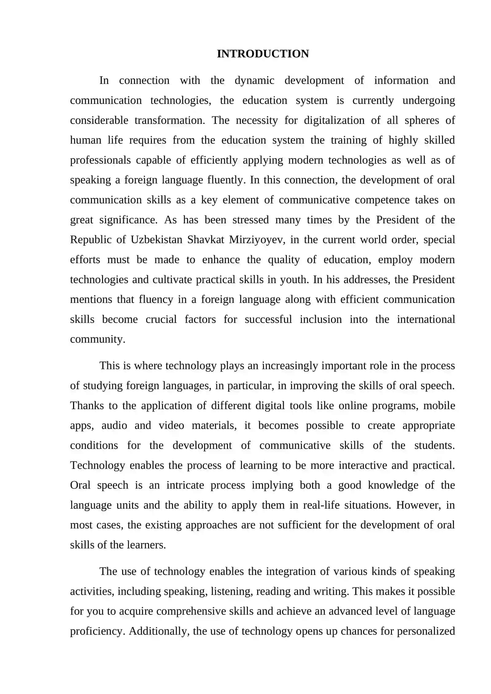 THE INFLUENCE OF TECHNOLOGY ON THE INTEGRATION OF ORAL COMMUNICATION SKILLS 3