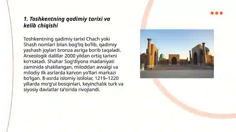 Oʻzbekistonning qadimiy shaharlari --- Toshkent 3