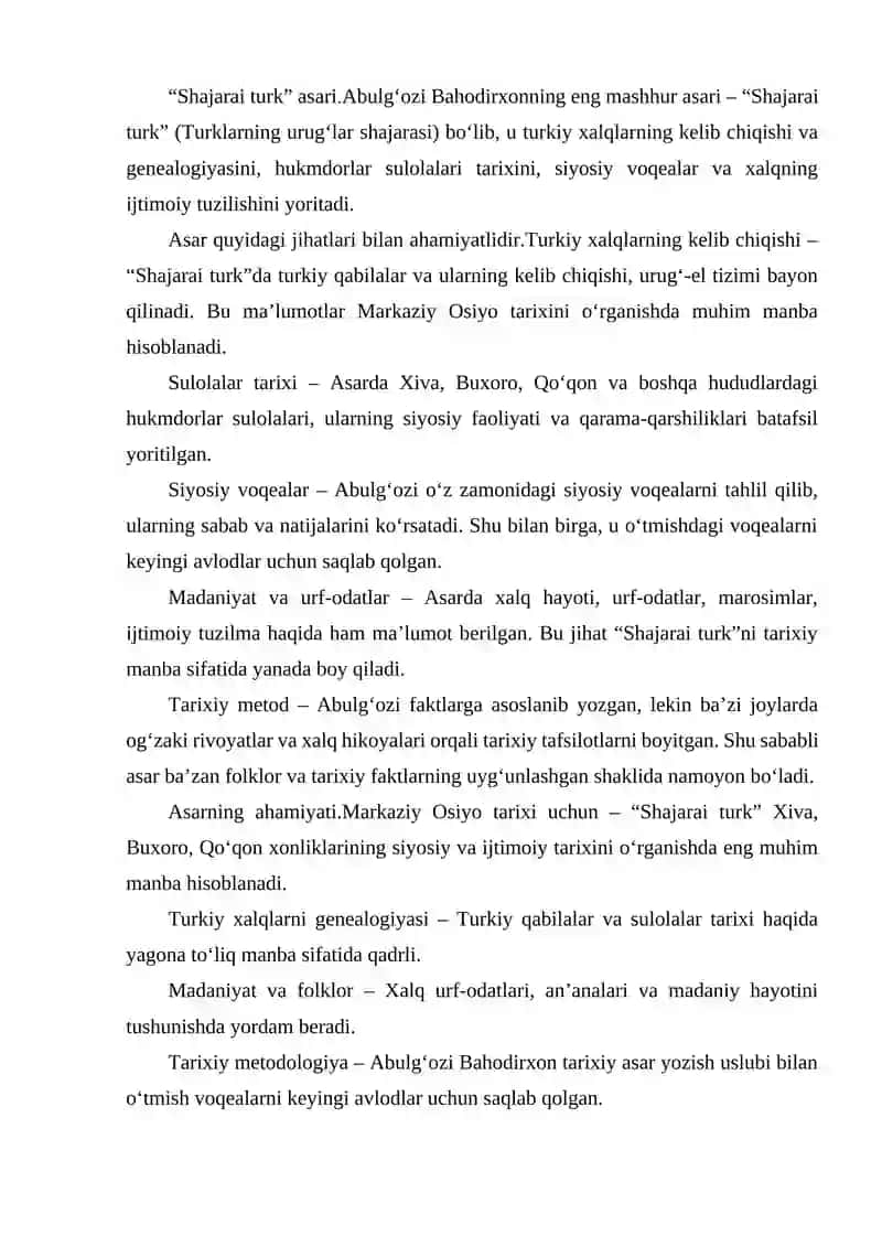 XIVA XONI ABULGʻOZI BAHODIRXON VA UNING TARIXIY ASARI SHAJARAI TURK 3