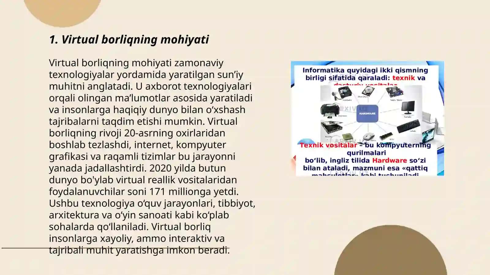Virtual borliq va uning asosiy tushunchasi virtual borliq turlari 3