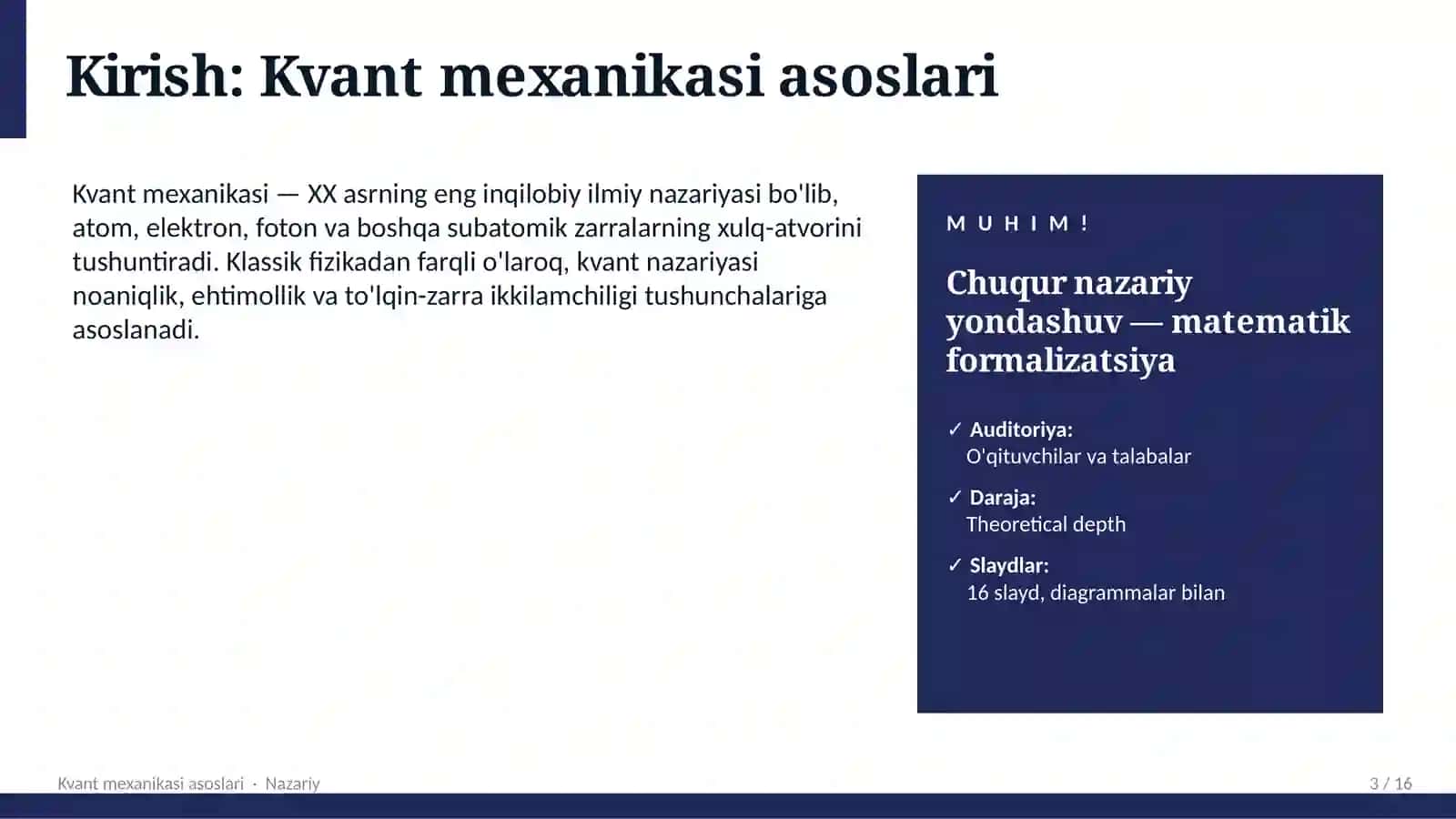 FIZIKA Kvant mexanikasi asoslari 3
