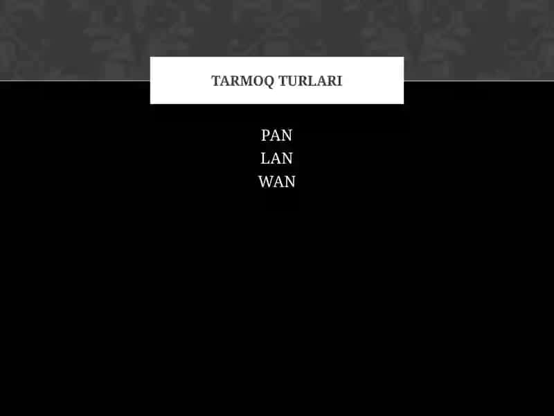 PAN, LAN, WAN 3