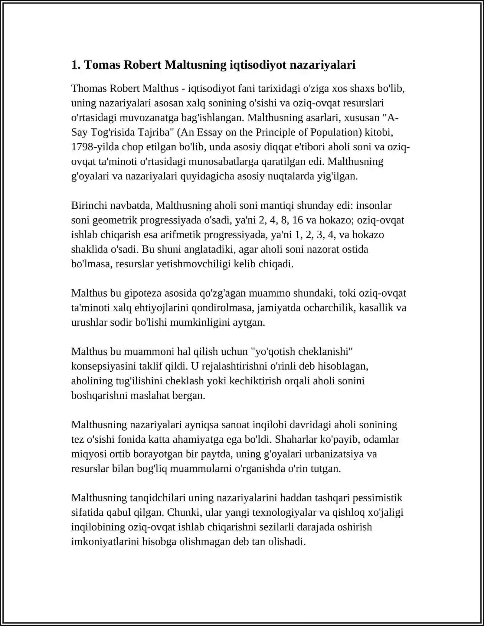 TOMAS ROBERT MALTOSNING IQTISODIYOT QARASHLARI 3